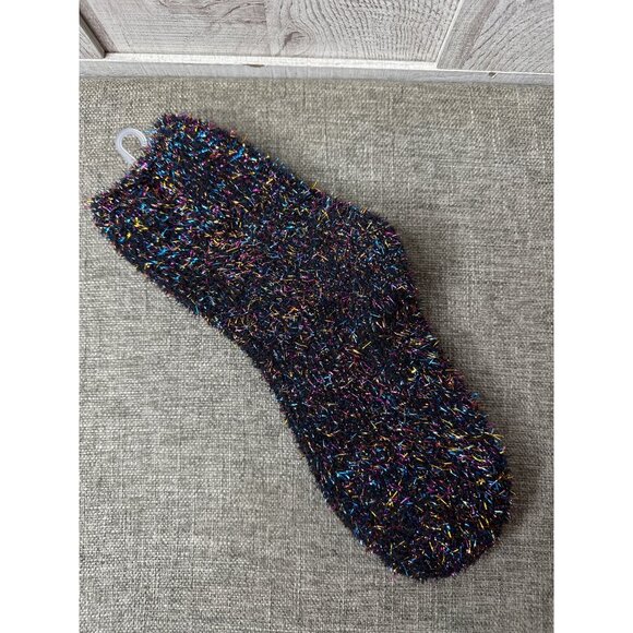 Sparkly Multicolor Fuzzy Socks w/ Metallic Thread One Size Soft & Cozy For Women - Picture 2 of 4